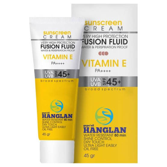 کرم ضد آفتاب رنگی و بدون رنگ صورت جي پو اويل هانگلن SPF 45 مدل vitamin E محافظ UVA ،UVB و PA+++ مناسب برای انواع پوست حجم 45 میلی لیتر