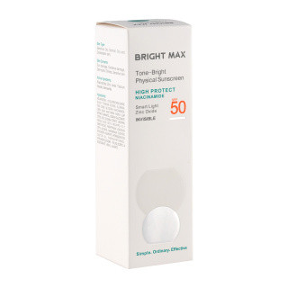 ضد آفتاب فیزیکال بی رنگ برایت مکس مدل Tone Bright با SPF 50 حجم 40 میلی لیتر